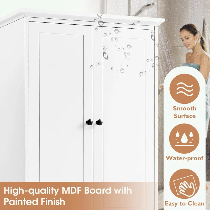 Bathroom Storage Cabinet with 2 Doors and 4 Drawers