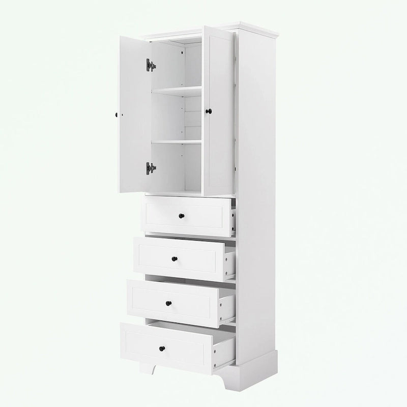 Bathroom Storage Cabinet with 2 Doors and 4 Drawers