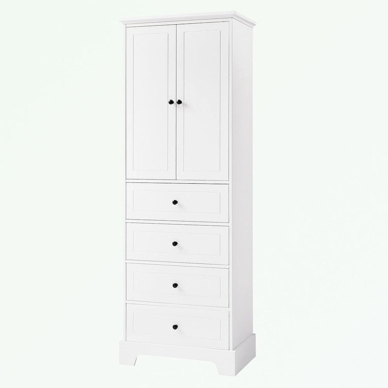Bathroom Storage Cabinet with 2 Doors and 4 Drawers