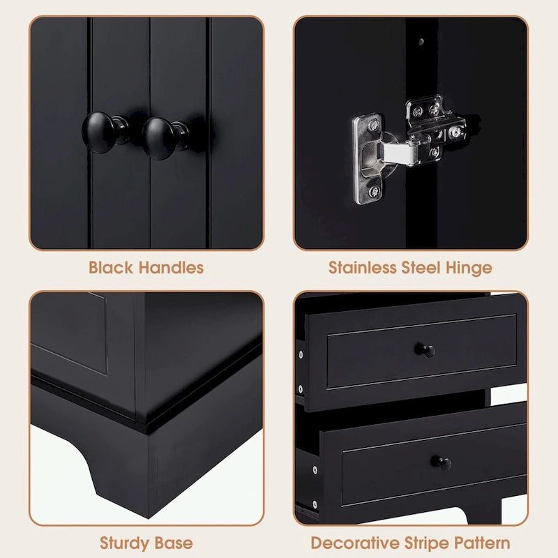 Bathroom Storage Cabinet with 2 Doors and 4 Drawers