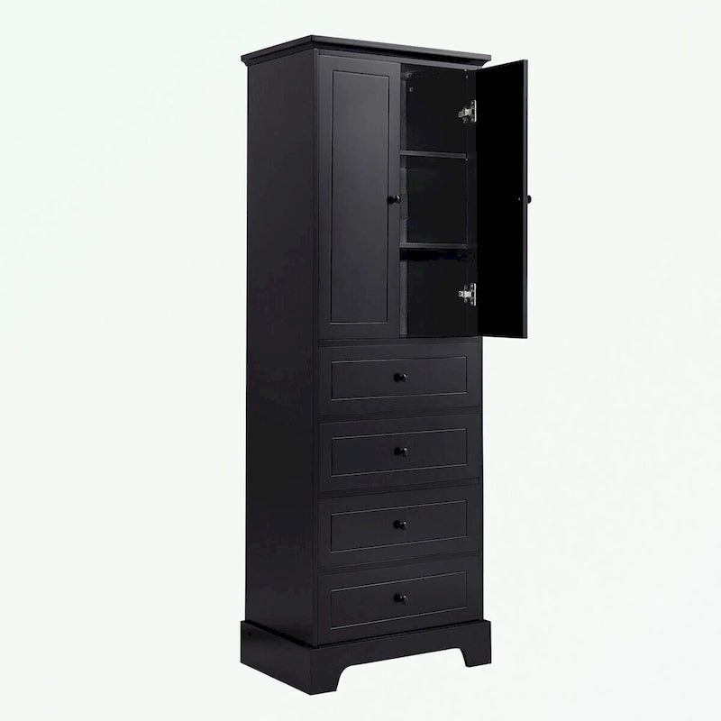 Bathroom Storage Cabinet with 2 Doors and 4 Drawers