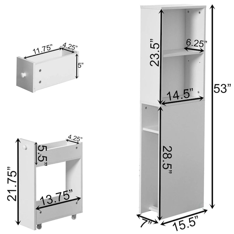 Bathroom Storage Cabinet, Ideal as Toilet Paper Storage, Feminine Product Organizer W/ Storage Drawer and Adjustable Shelf