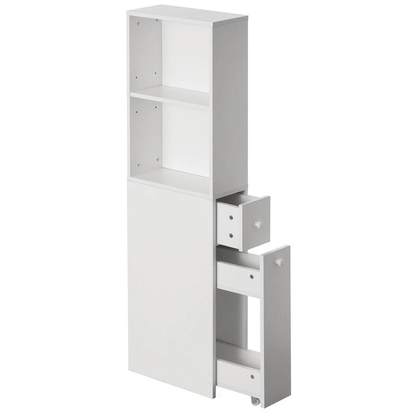 Bathroom Storage Cabinet, Ideal as Toilet Paper Storage, Feminine Product Organizer W/ Storage Drawer and Adjustable Shelf