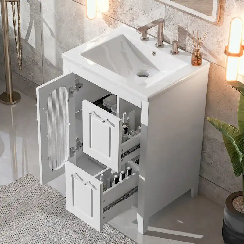 Bathroom Vanity Cabinet with Two Drawers and Door