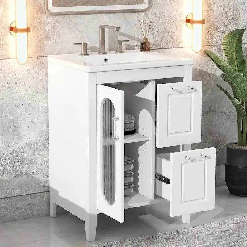 Bathroom Vanity Cabinet with Two Drawers and Door