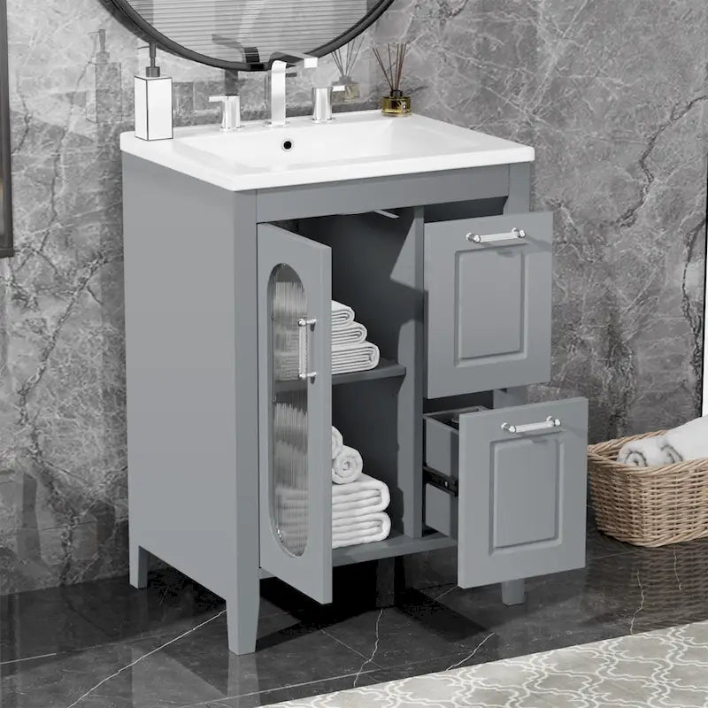 Bathroom Vanity Cabinet with Two Drawers and Door