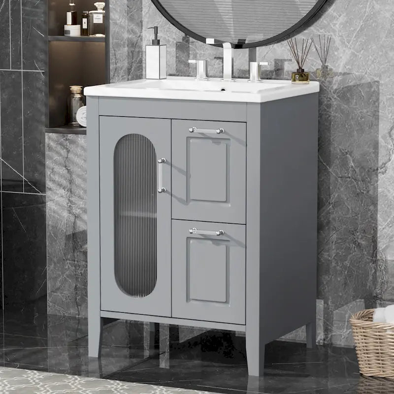 Bathroom Vanity Cabinet with Two Drawers and Door