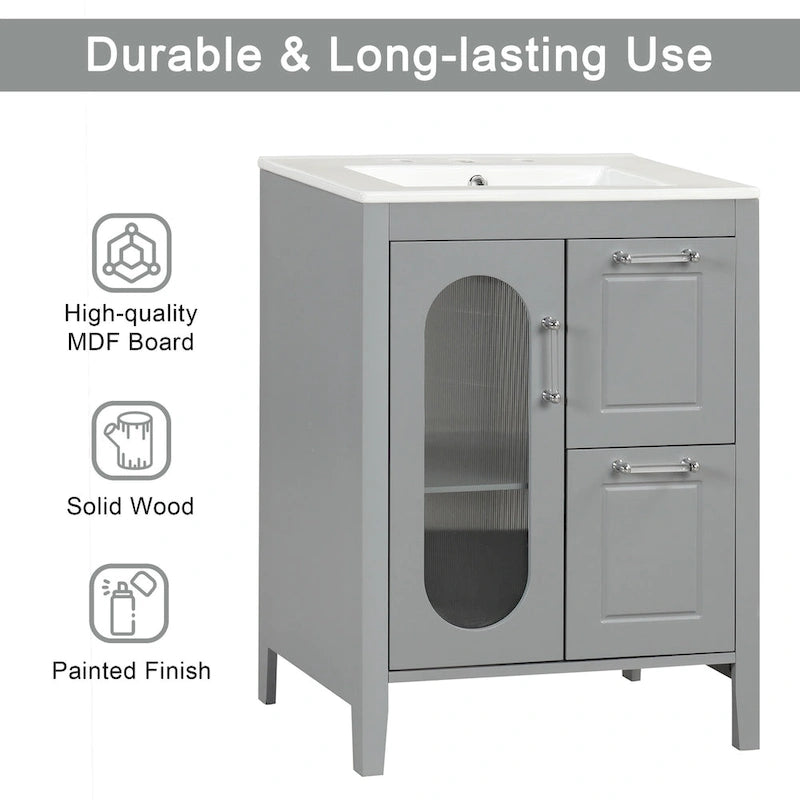 Bathroom Vanity Cabinet with Two Drawers and Door