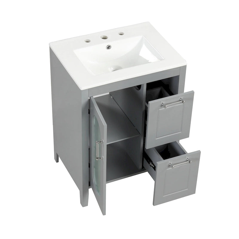 Bathroom Vanity Cabinet with Two Drawers and Door