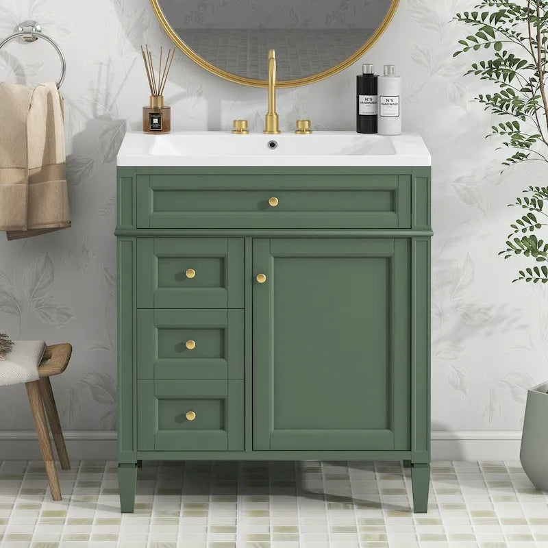 Bathroom Vanity with Top Sink and a Tip-out Drawer