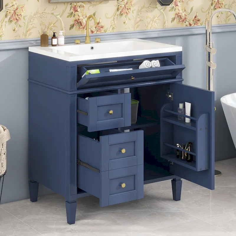 Bathroom Vanity with Top Sink and a Tip-out Drawer