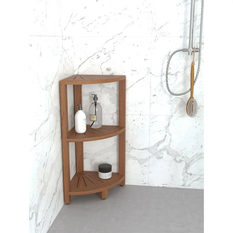 Kai Small 3-Tier Corner Teak Bath Shelf