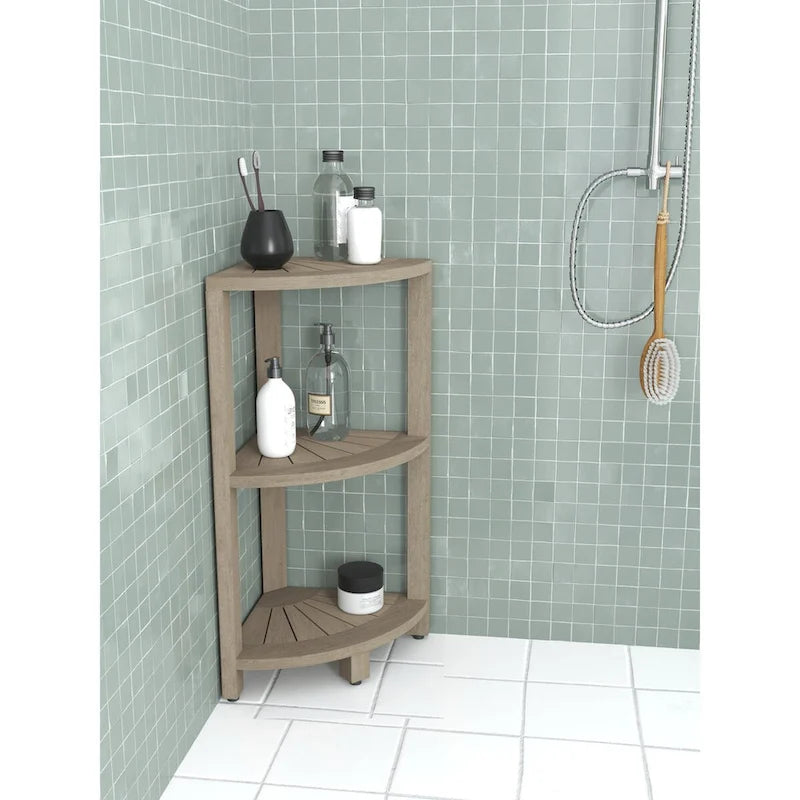 Kai Small 3-Tier Corner Teak Bath Shelf