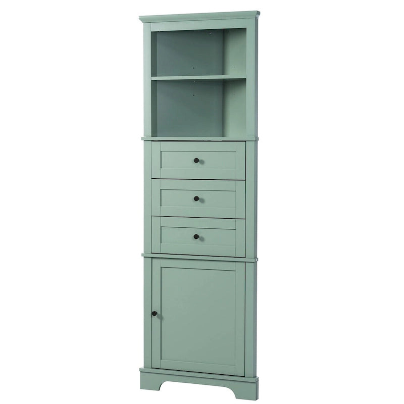 69 Tall Wood 1-door Bathroom Cabinet in Green with Adjustable Shelf