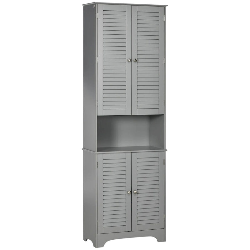 Tall Narrow Bathroom Storage Cabinet with Doors and Shelf
