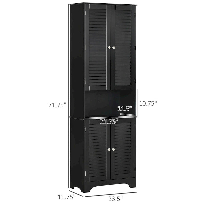 Tall Narrow Bathroom Storage Cabinet with Doors and Shelf