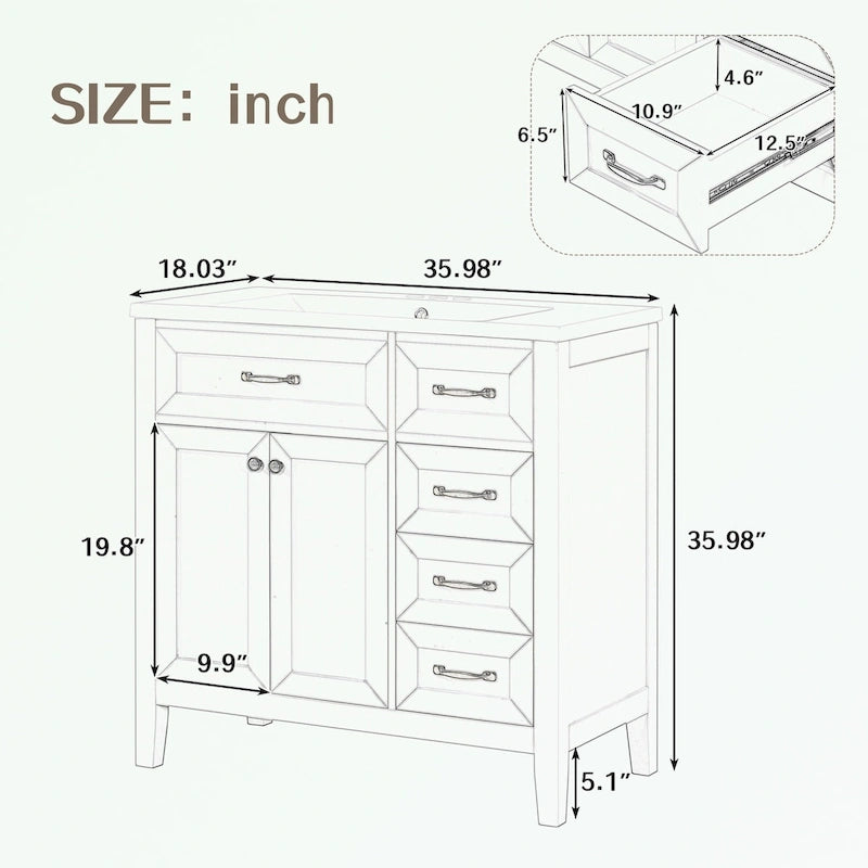 Bathroom Cabinet with Drawers and Sink Combo