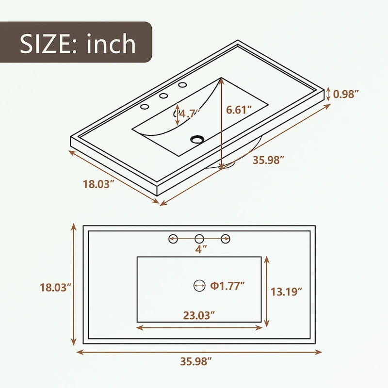 Bathroom Cabinet with Drawers and Sink Combo
