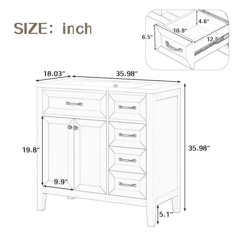 Bathroom Cabinet with Drawers and Sink Combo