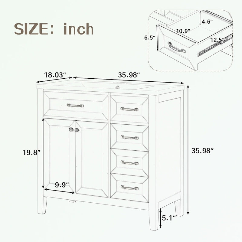 Bathroom Cabinet with Drawers and Sink Combo