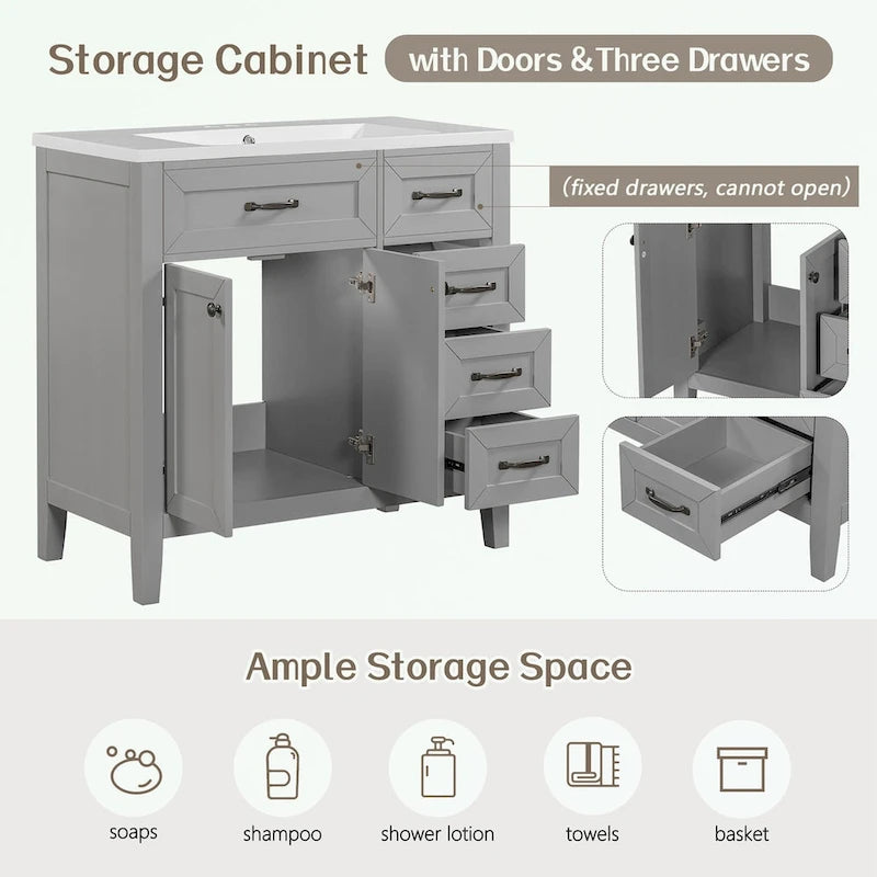 Bathroom Cabinet with Drawers and Sink Combo