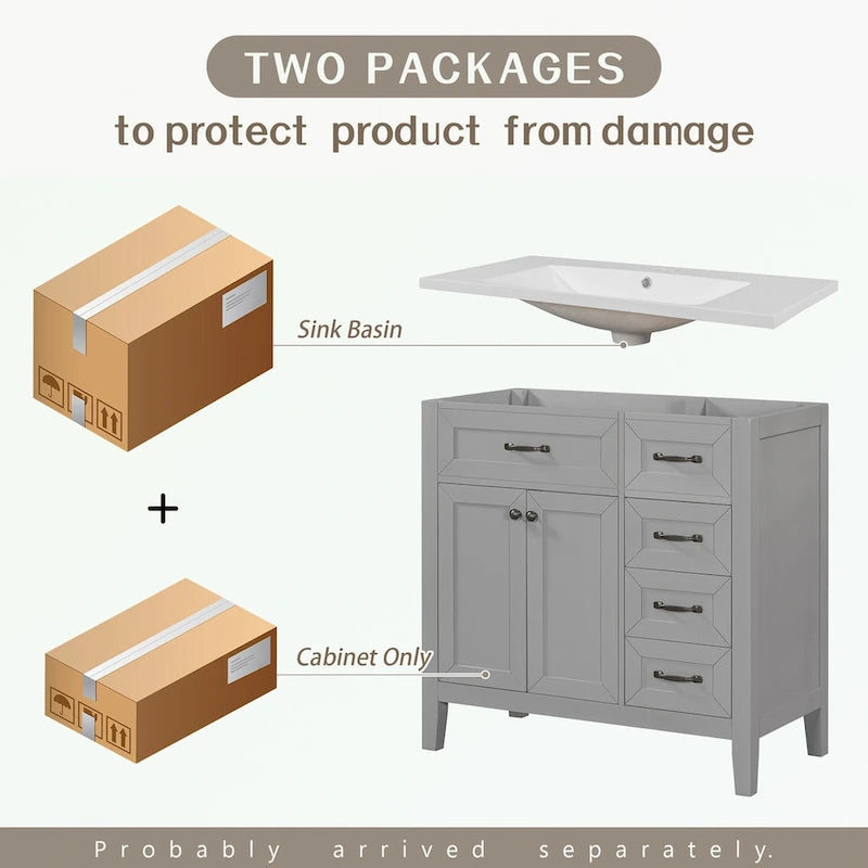 Bathroom Cabinet with Drawers and Sink Combo