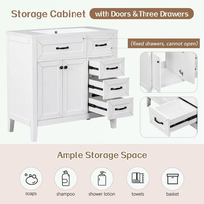 Bathroom Cabinet with Drawers and Sink Combo