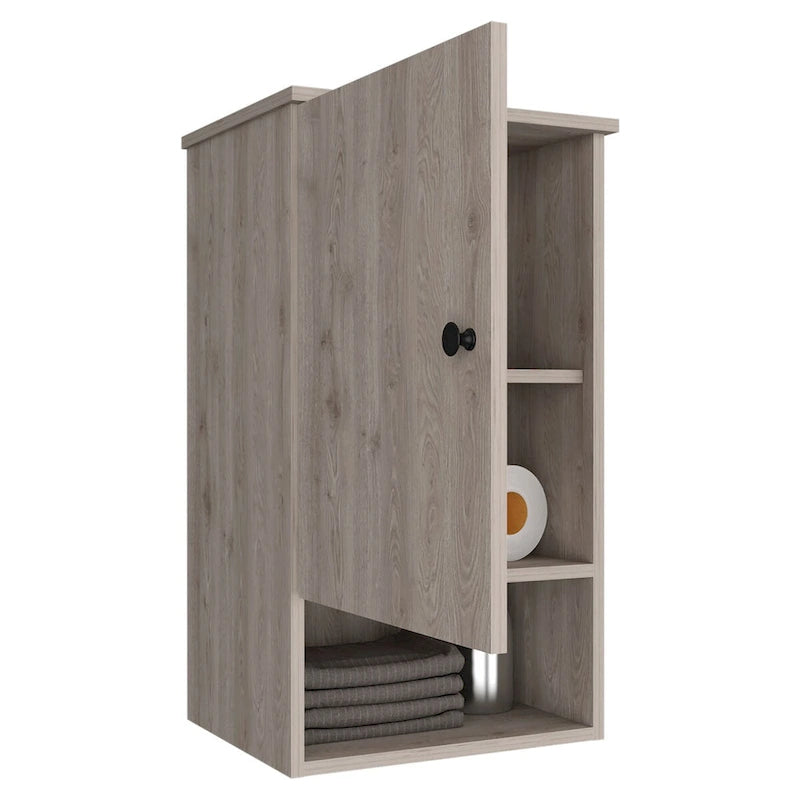 Medicine Cabinet Porto, Two Internal Shelves, Light Oak / White Finish