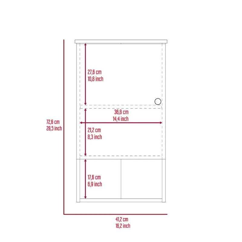Medicine Cabinet Porto, Two Internal Shelves, Light Oak / White Finish