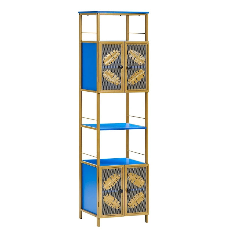 Tall Large Freestanding Storage Cabinet with Open Compartments and 2 Cabinets with Doors