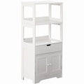 Tall Freestanding Wooden Storage Vanity, Kitchen Pantry, and Bathroom Cabinet Organizer, A drawer and 2 Door Cabinet, White