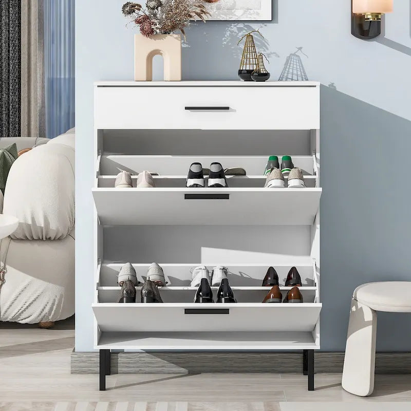 Shoe Cabinet Freestanding Shoe Rack Storage Organizer with Drawers - 31.5 W x 9.84 D x 43.3 H
