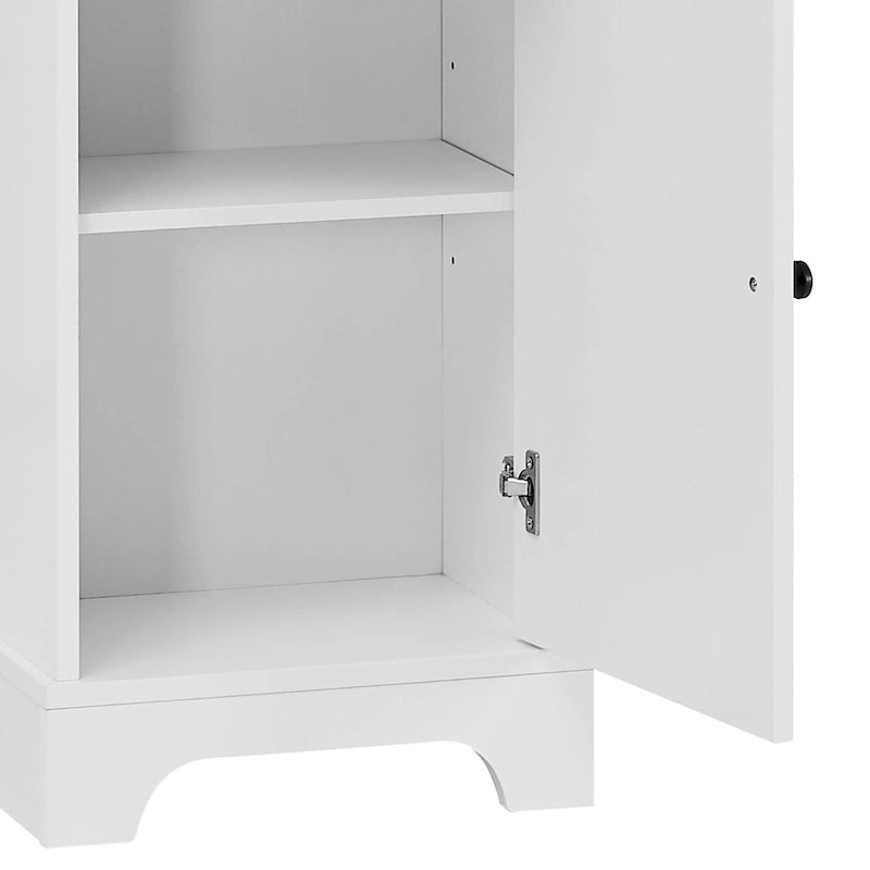 Slim Tall Bathroom Storage Cabinet with an Open Shelf, Three Drawers and a Cabinet