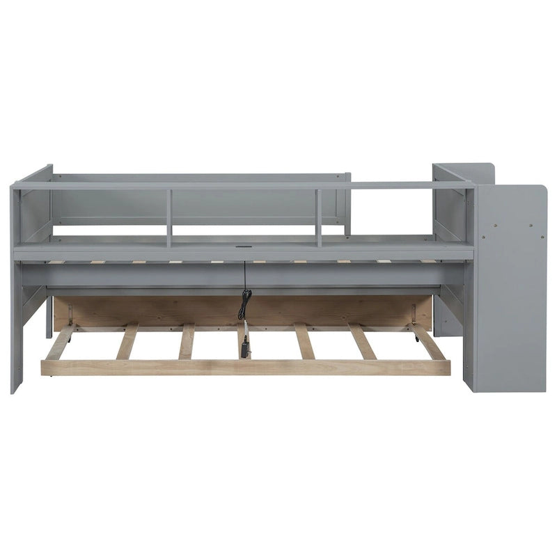 Multi-Functional Twin Daybed with Drawers and Trundle, Headboard Storage and Tables, USB Charging Station