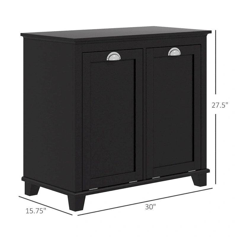 Dual Tilt out Laundry Hamper Cabinet,Bathroom Storage Cabinet w/Hamper