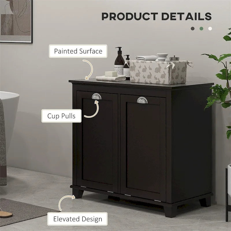 Dual Tilt out Laundry Hamper Cabinet,Bathroom Storage Cabinet w/Hamper