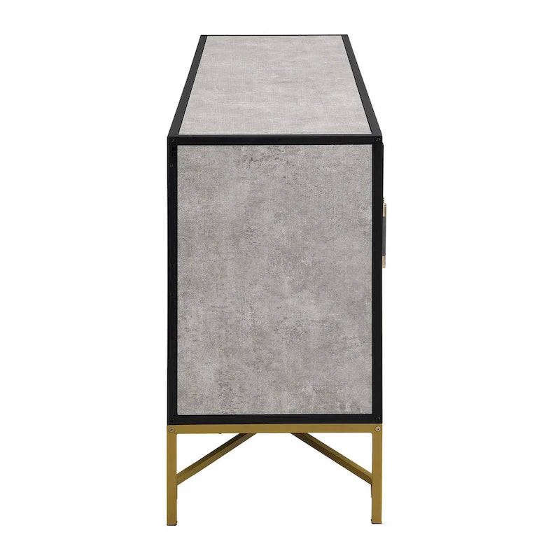 Distinctive Features of A Four-Door Sideboard with Metal and Cross-Leg Design,Suitable for Living Rooms