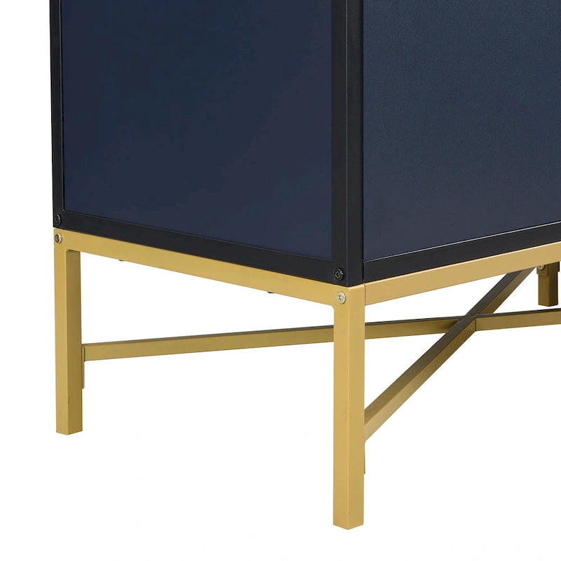 Distinctive Features of A Four-Door Sideboard with Metal and Cross-Leg Design,Suitable for Living Rooms