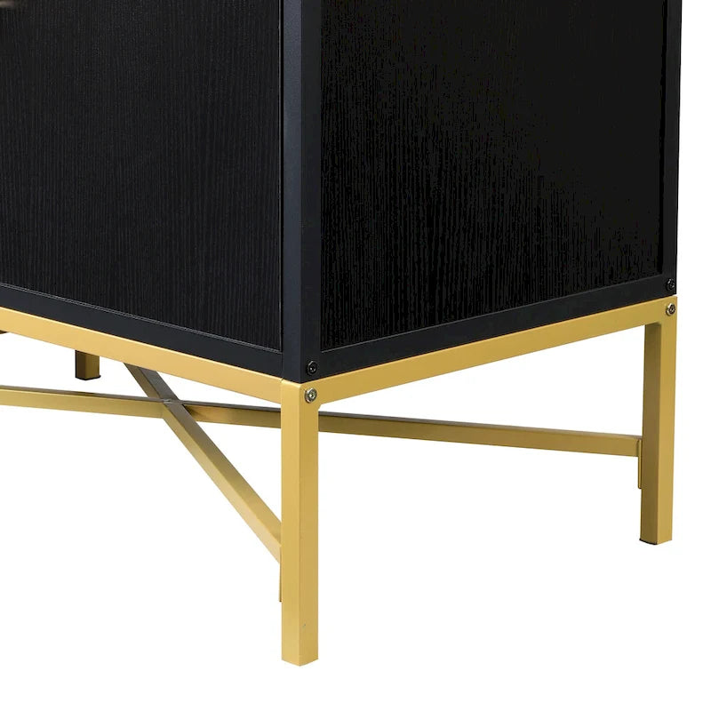 Distinctive Features of A Four-Door Sideboard with Metal and Cross-Leg Design,Suitable for Living Rooms