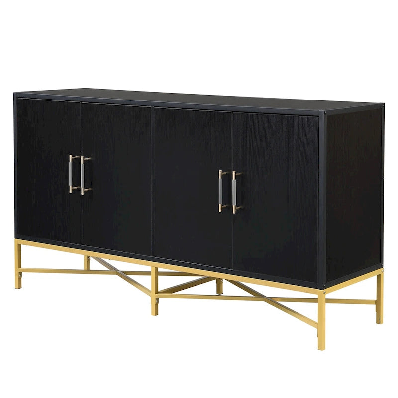 Distinctive Features of A Four-Door Sideboard with Metal and Cross-Leg Design,Suitable for Living Rooms