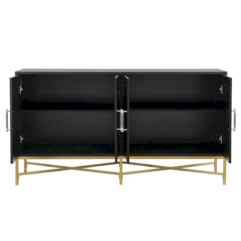 Distinctive Features of A Four-Door Sideboard with Metal and Cross-Leg Design,Suitable for Living Rooms