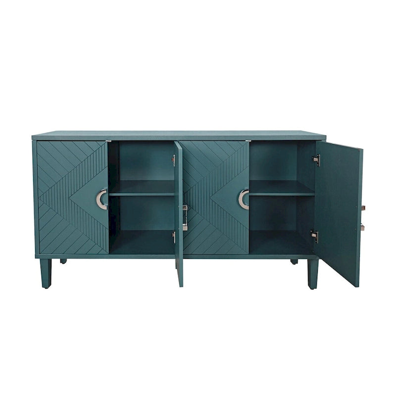 4-Door Storage Cabinet with Pine Legs and MDF