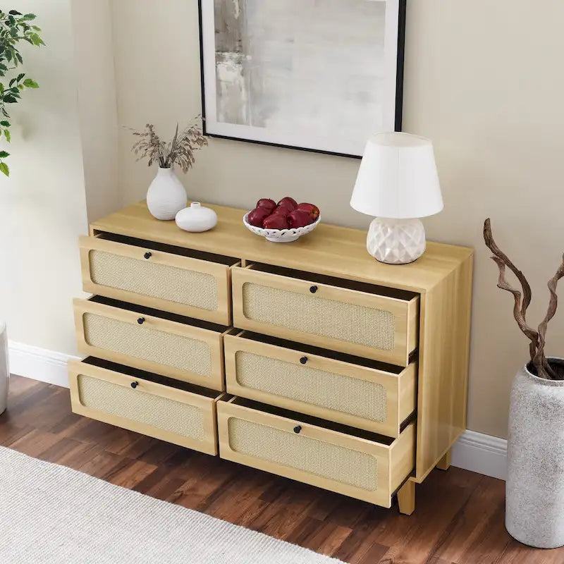 6-Drawers Rattan Storage Cabinet